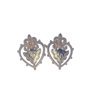 large gold vintage oversized stud earrings pair